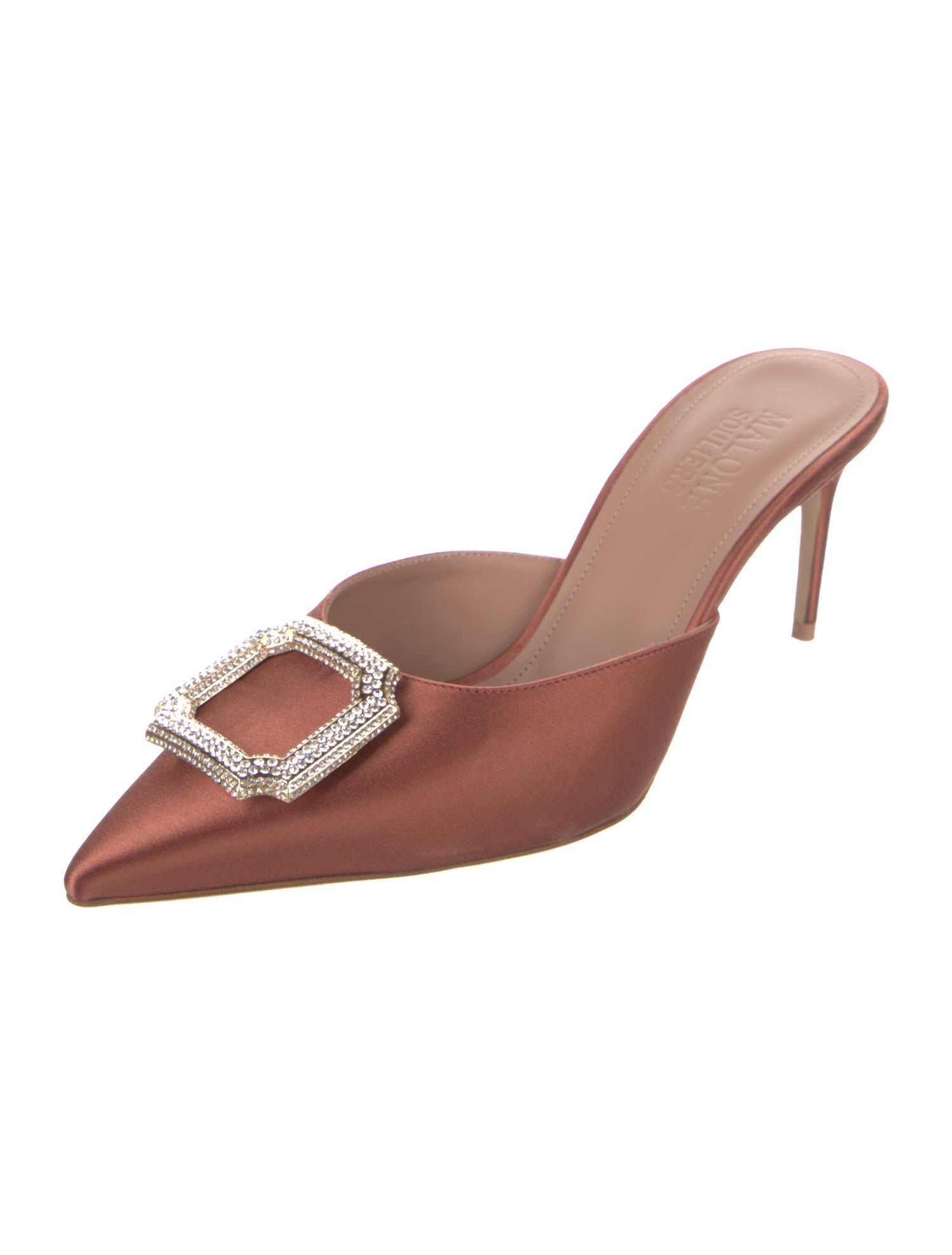 Malone Souliers Satin Crystal Embellishments Mules