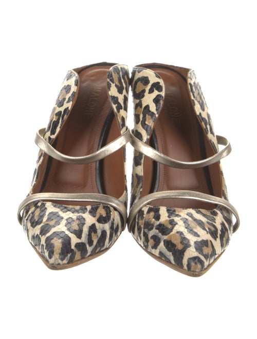 Malone Souliers Leather Animal Print Mules