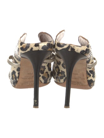 Malone Souliers Leather Animal Print Mules