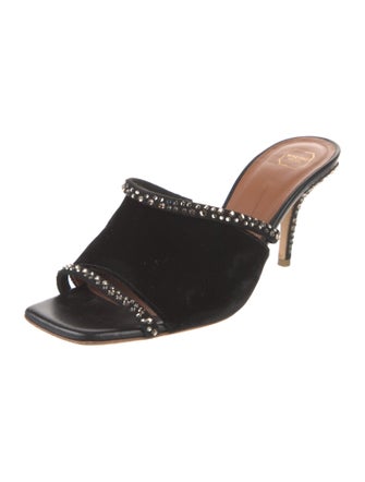 Malone Souliers Velvet Crystal Embellishments Slides