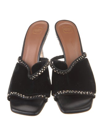 Malone Souliers Velvet Crystal Embellishments Slides