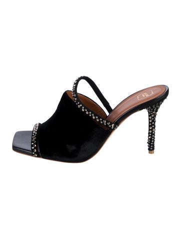 Malone Souliers Sandals Suede Crystal Embellishments Slides IT 38 | 8