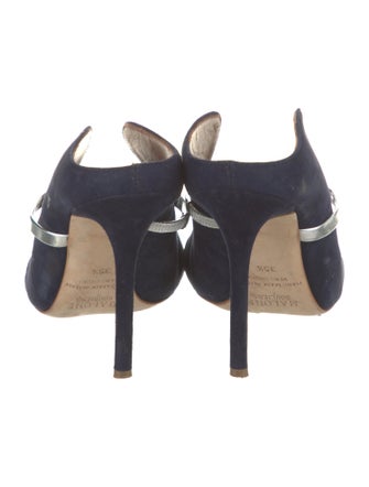 Malone Souliers Suede Leather Trim Embellishment Mules