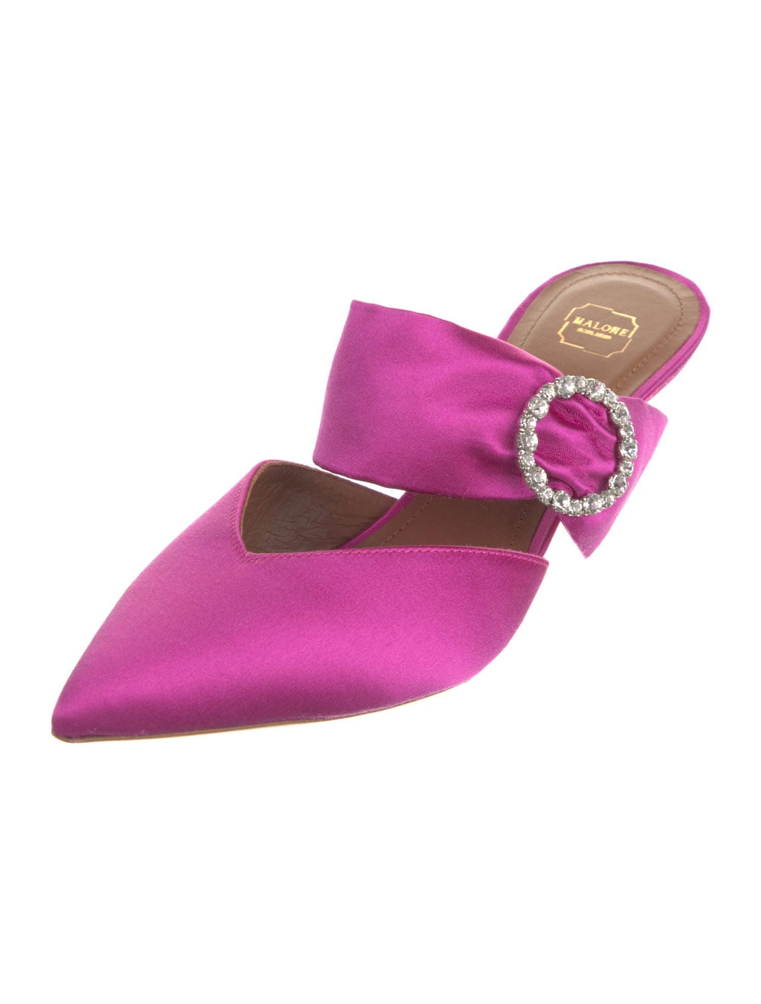 Malone Souliers Satin Crystal Embellishments Mules
