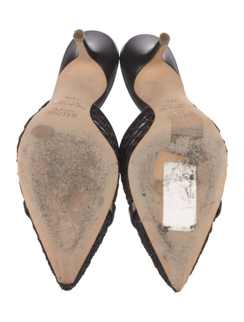 Malone Souliers Mesh Leather Trim Embellishment Mules