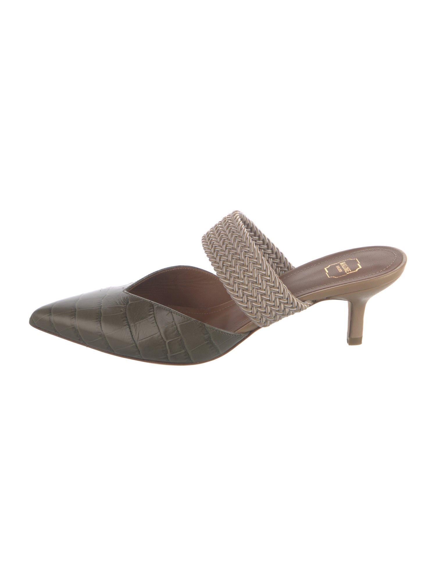 Malone Souliers Leather Braided Accents Mules