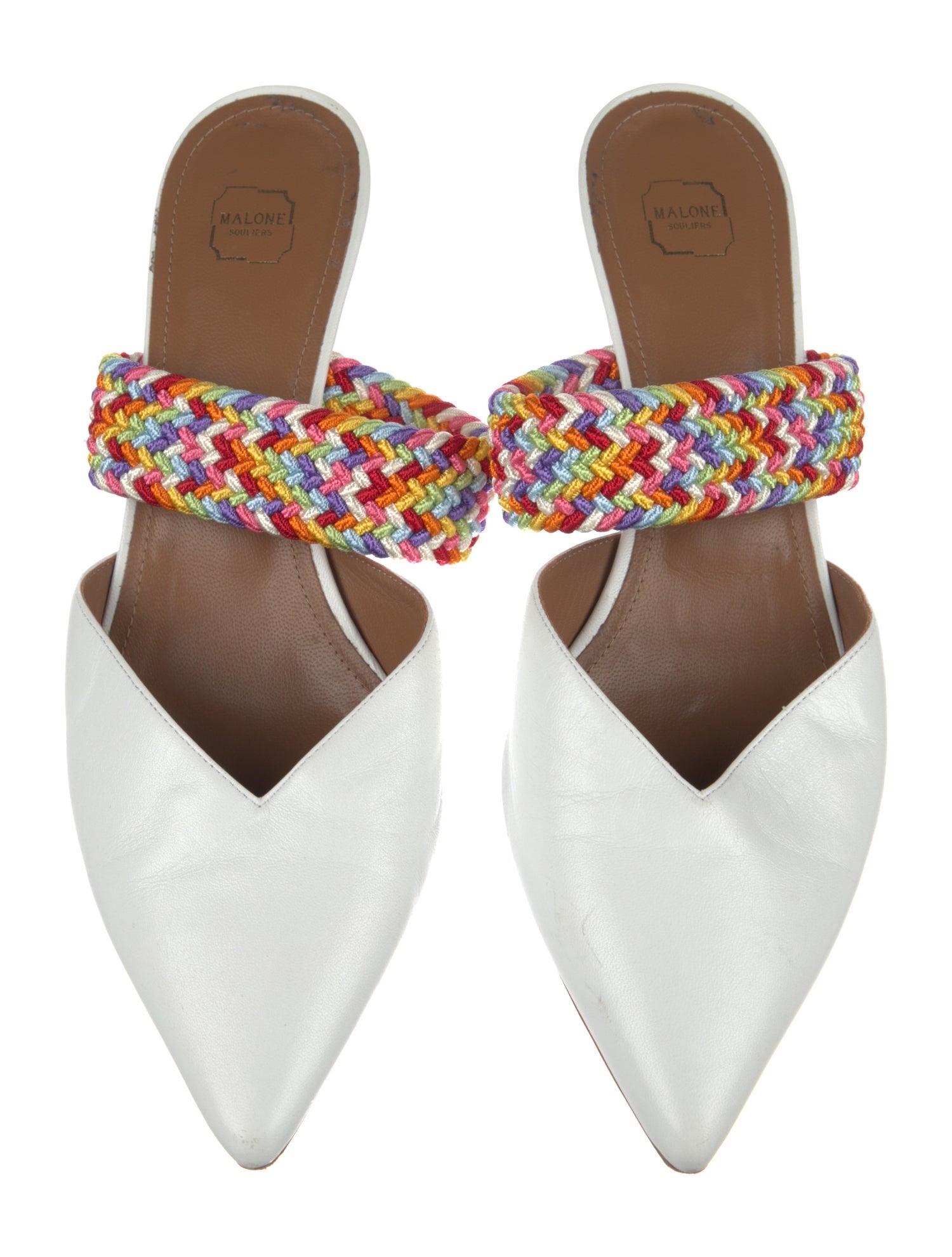 Malone Souliers Leather Colorblock Pattern Mules