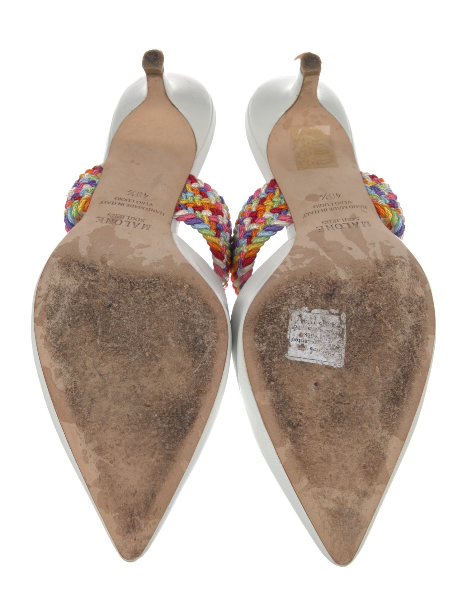 Malone Souliers Leather Colorblock Pattern Mules