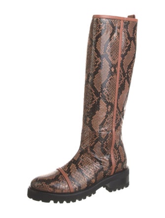 Malone Souliers Embossed Python Embossed Leather Rain Boots
