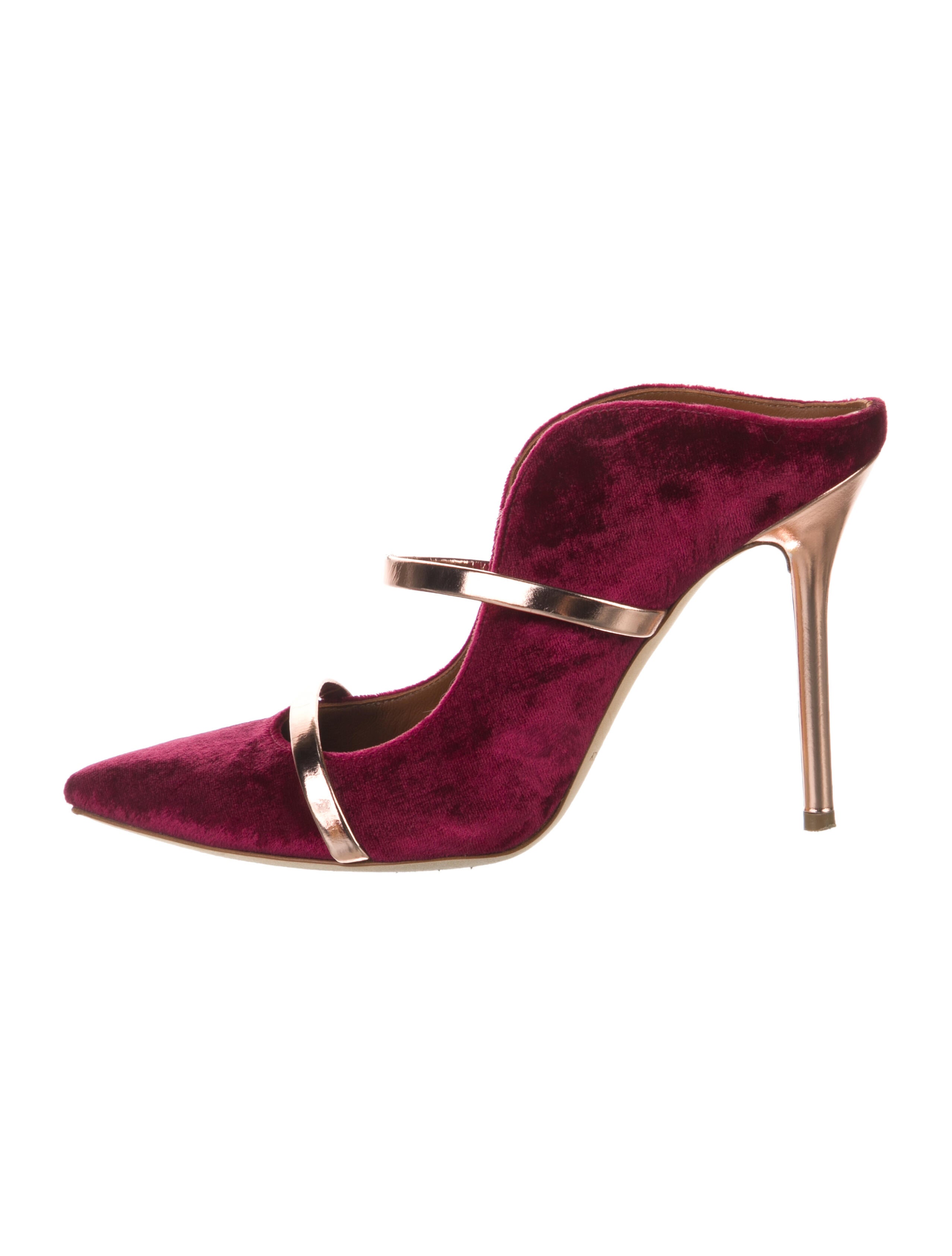 Malone Souliers Velvet Leather Trim Embellishment Mules
