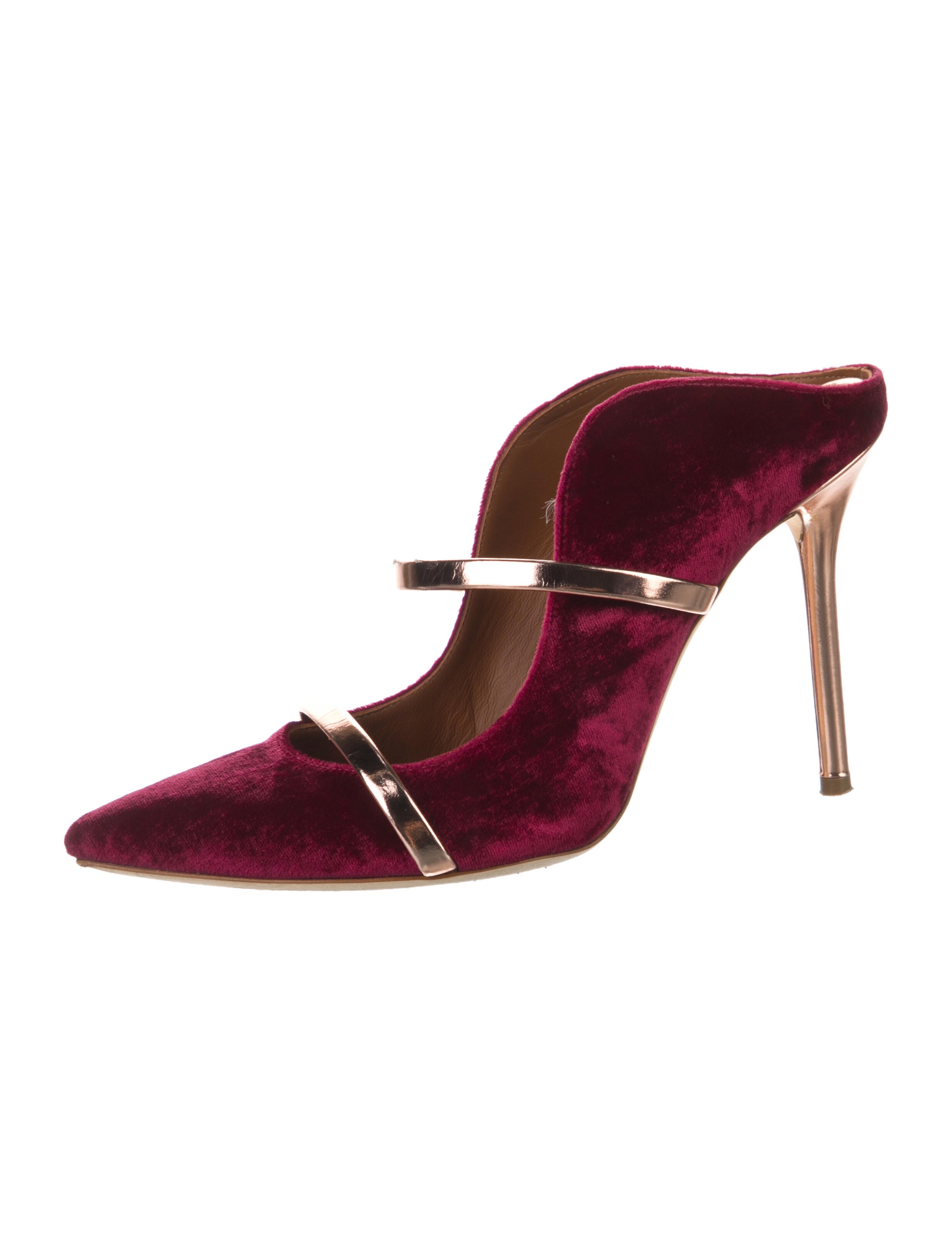 Malone Souliers Velvet Leather Trim Embellishment Mules