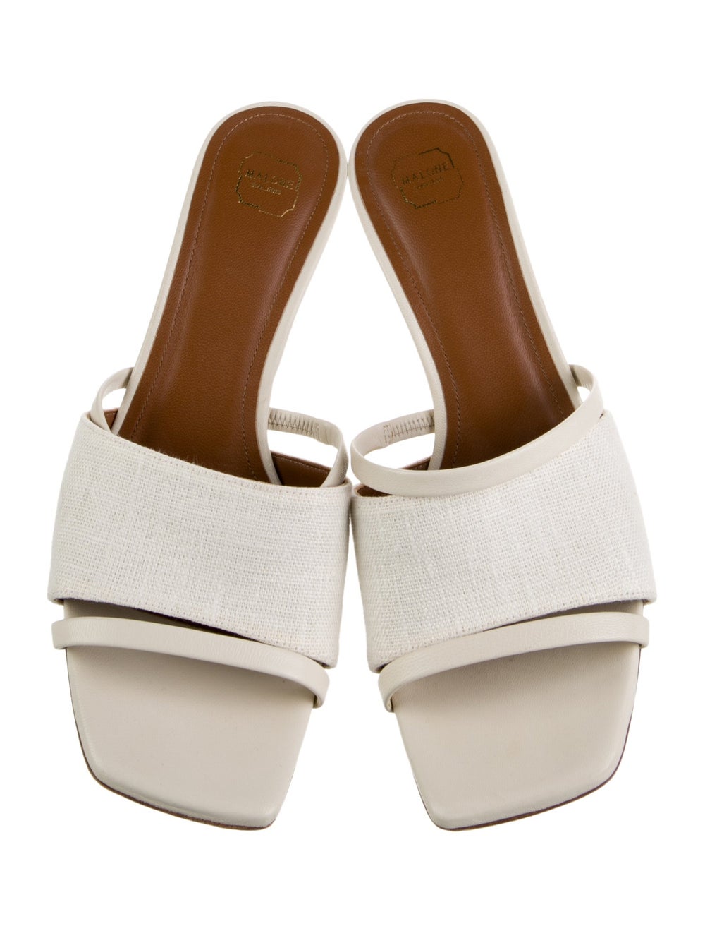 Malone Souliers Canvas Slides Neutrals Leather Tr… - image 3