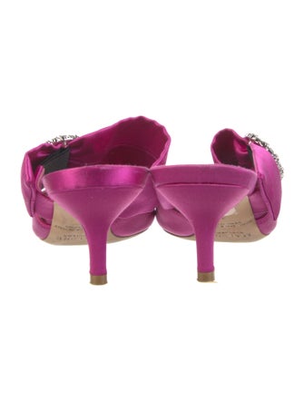 Malone Souliers Satin Crystal Embellishments Mules