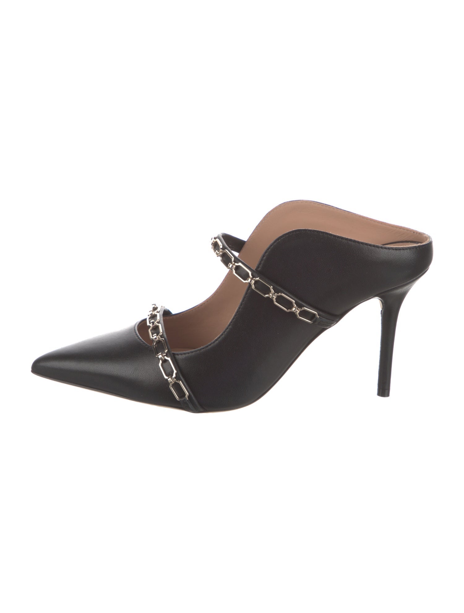 Malone Souliers Leather Chain-Link Accents Mules