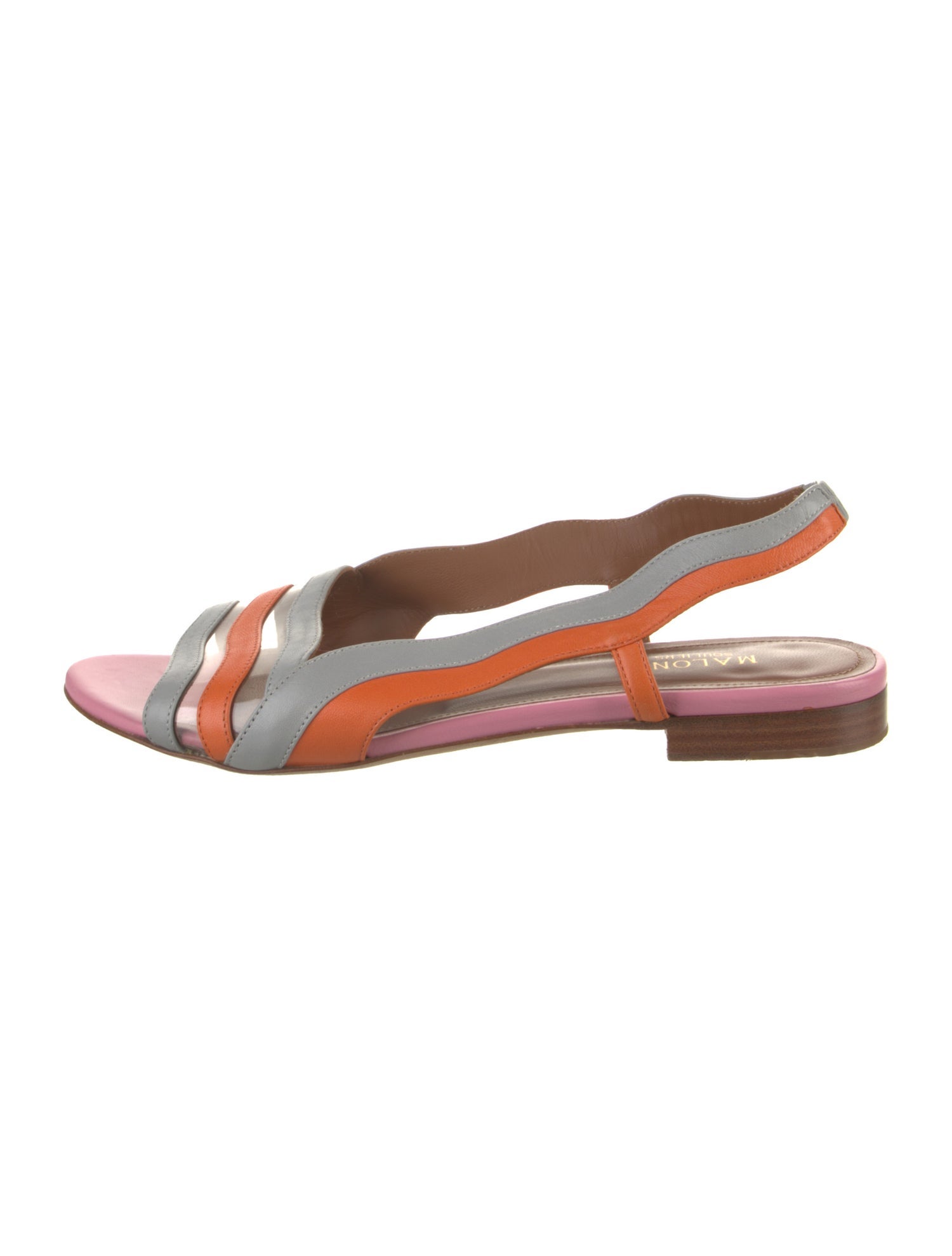 Malone Souliers Leather Colorblock Pattern Slingback Sandals