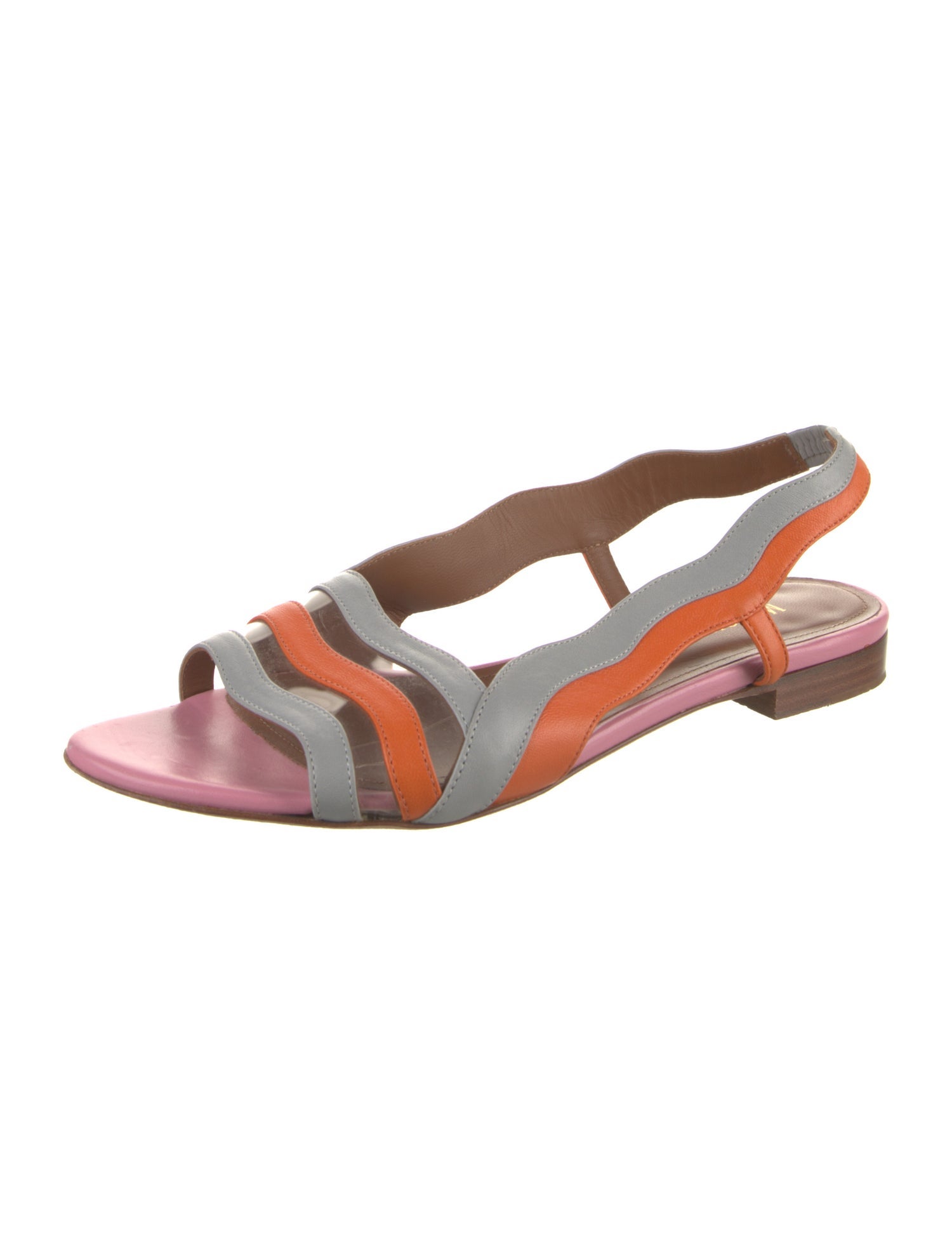 Malone Souliers Leather Colorblock Pattern Slingback Sandals