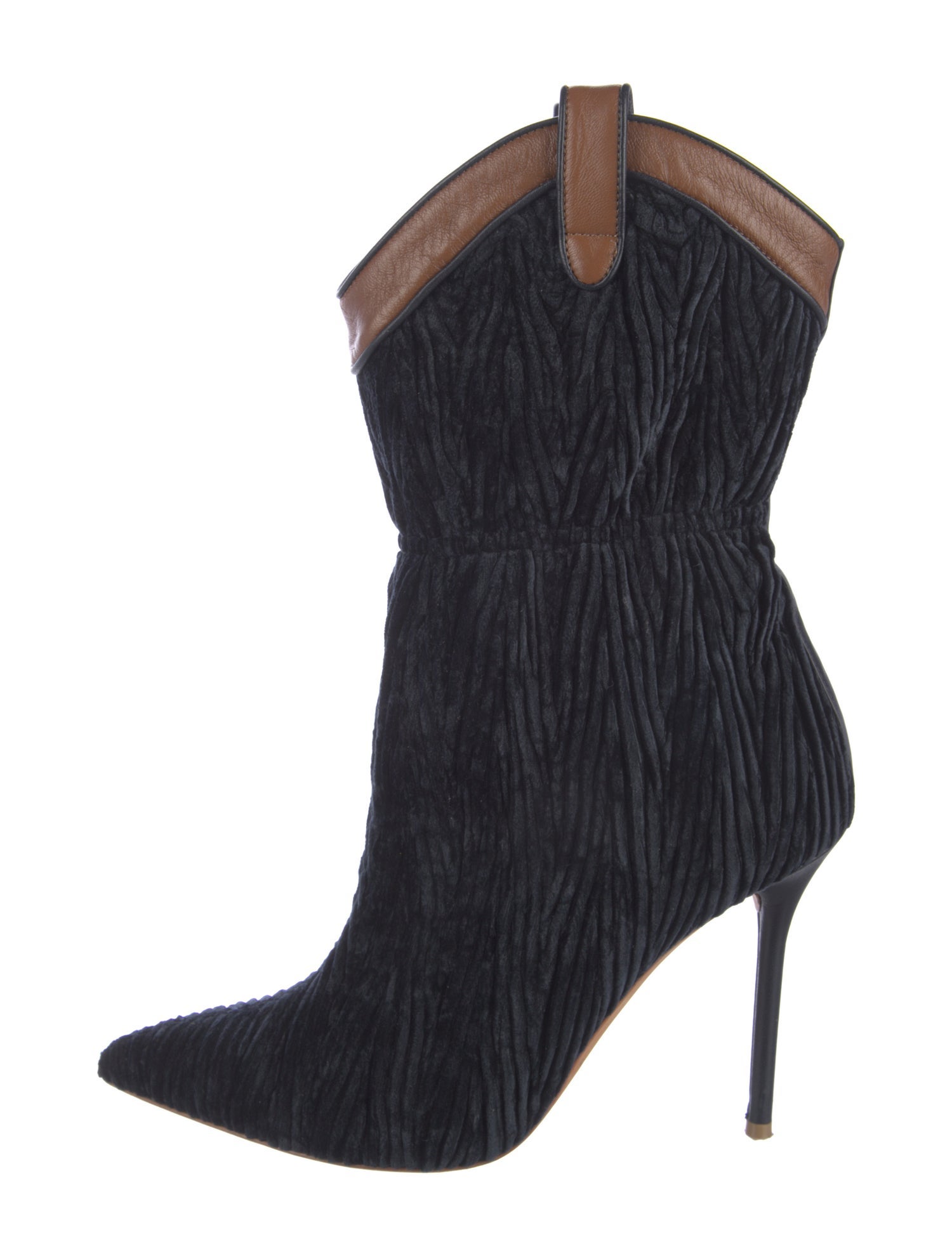 Malone Souliers Velvet Leather Trim Embellishment Western Boots