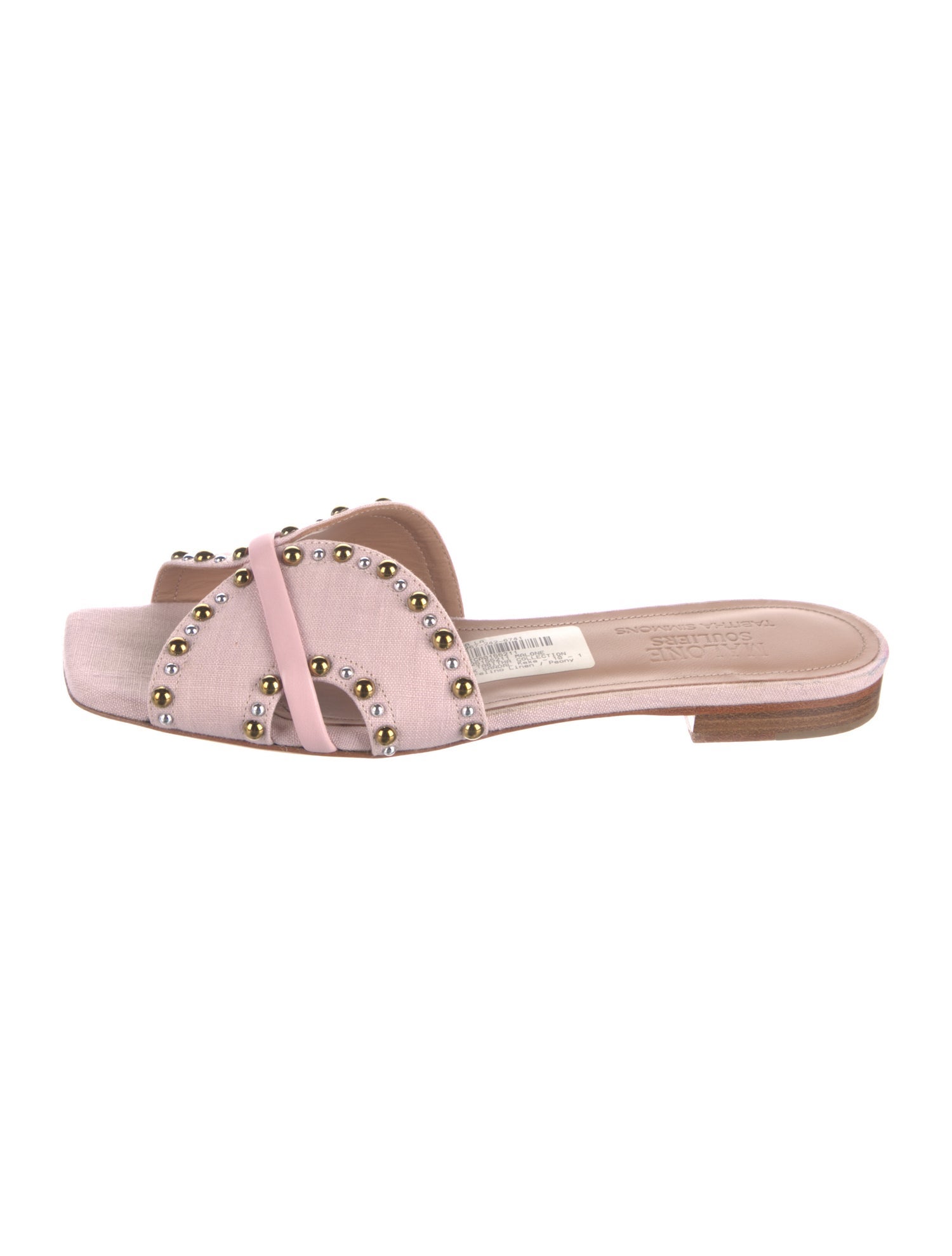 Malone Souliers Canvas Studded Accents Slides