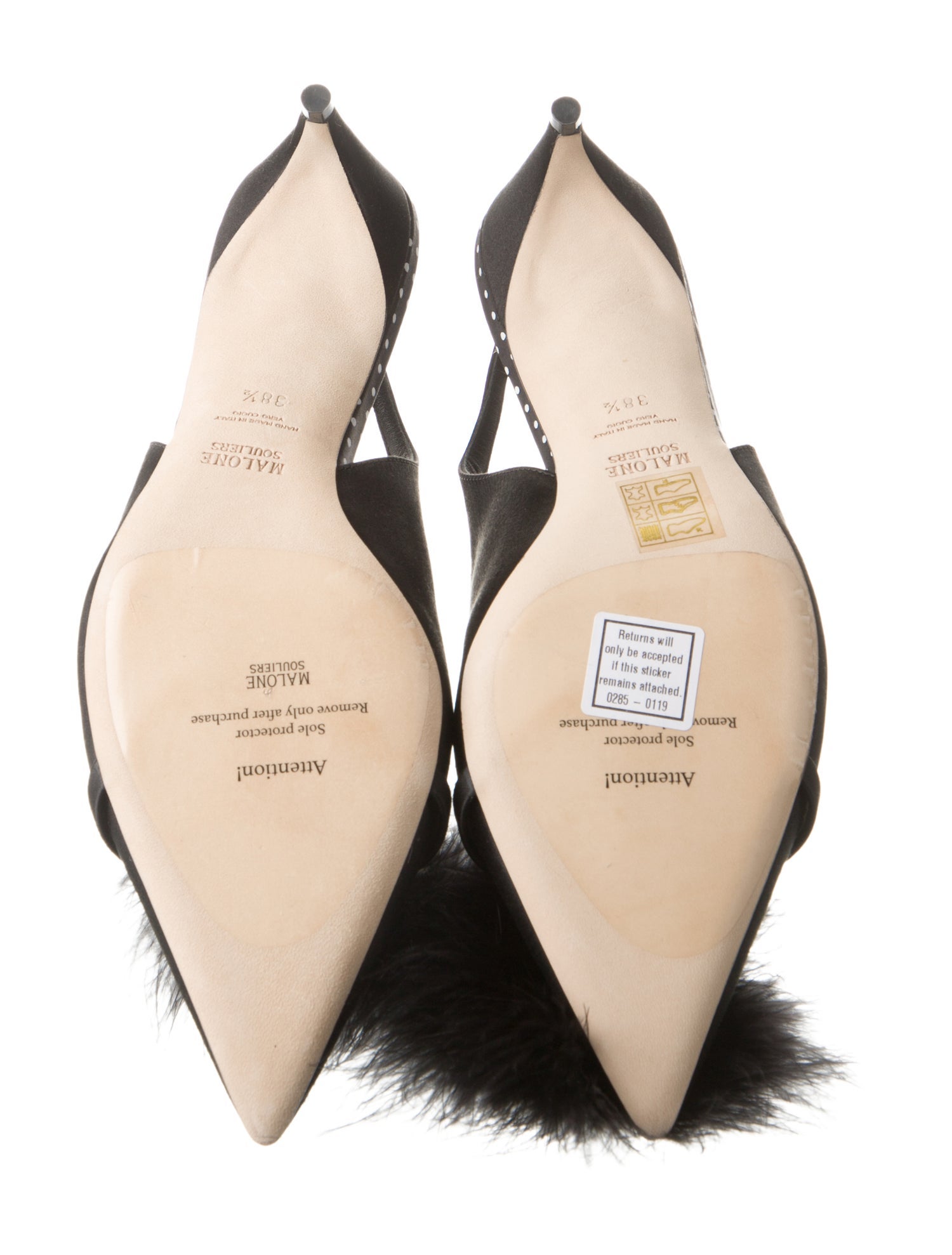 Malone Souliers Satin Pom-Pom Embellishments Slingback Pumps w/ Tags