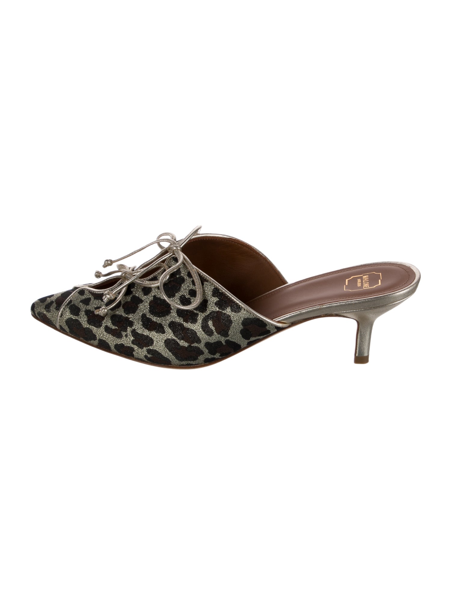 Malone Souliers Animal Print Bow Accents Mules