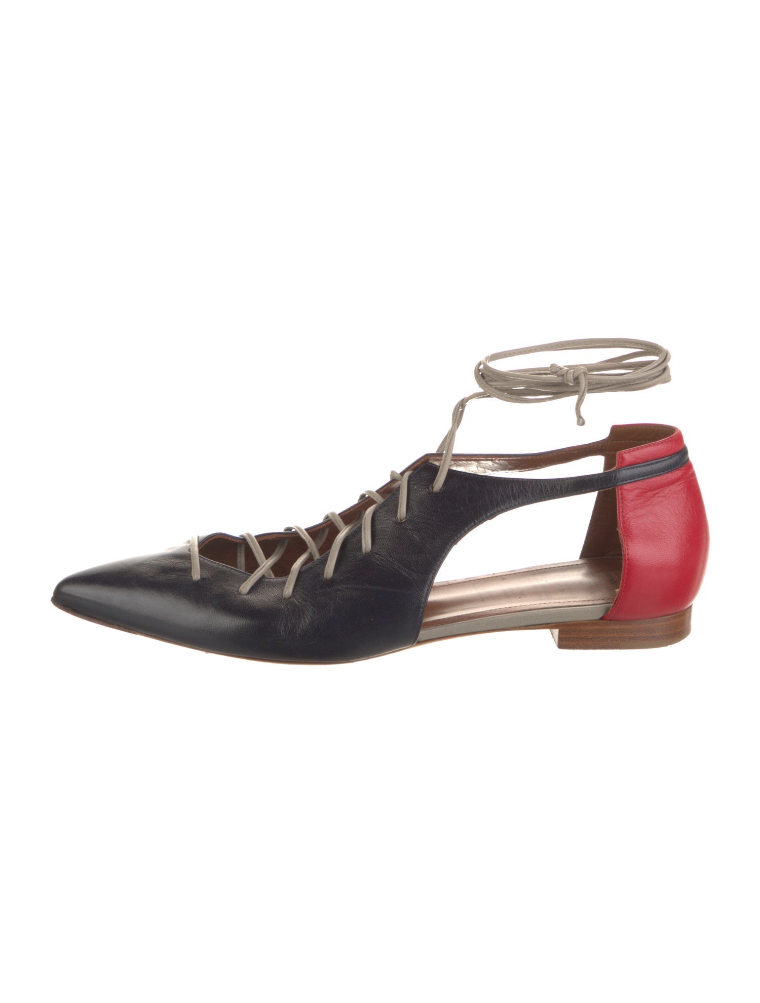 Malone Souliers Leather Colorblock Pattern D'Orsay Flats