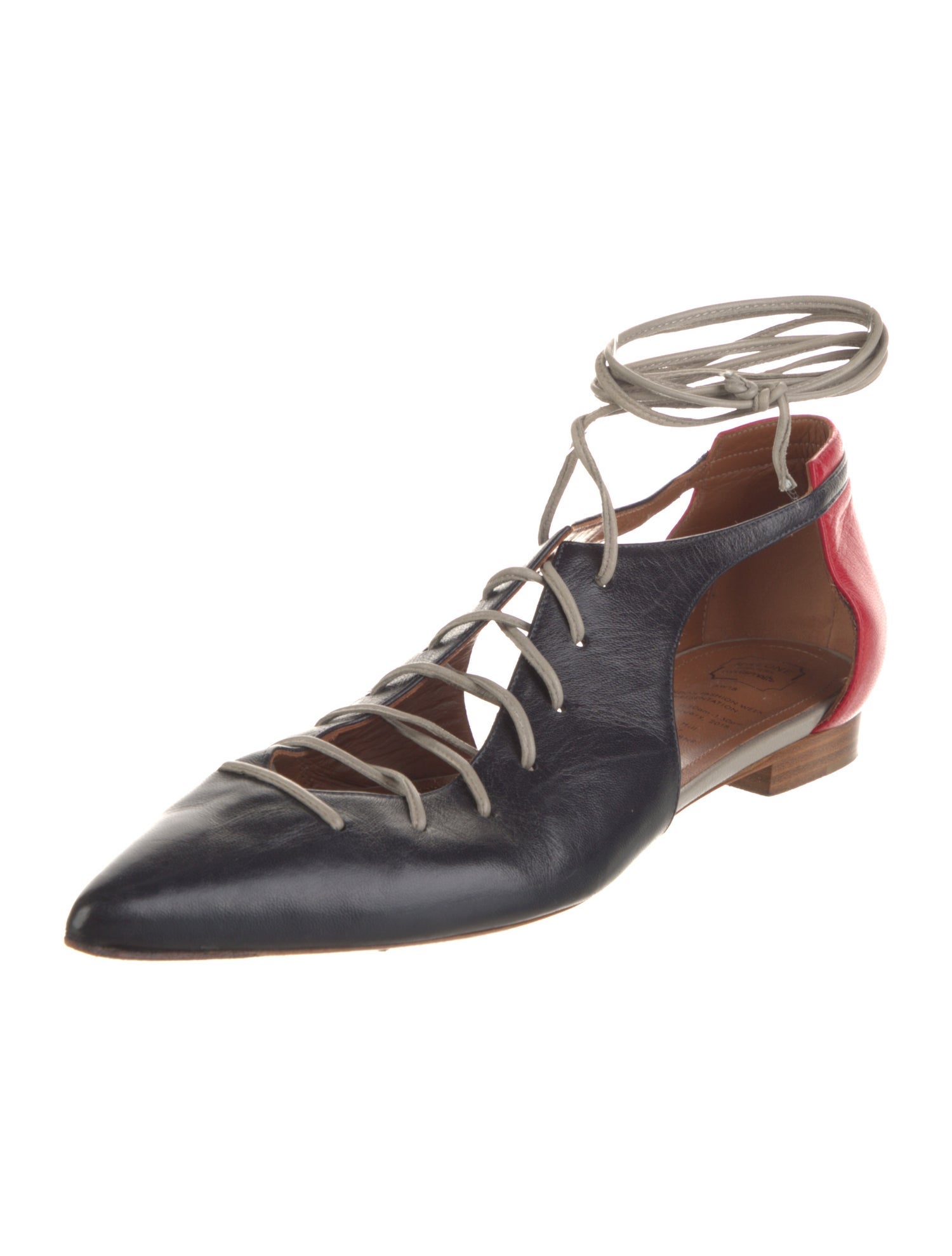 Malone Souliers Leather Colorblock Pattern D'Orsay Flats