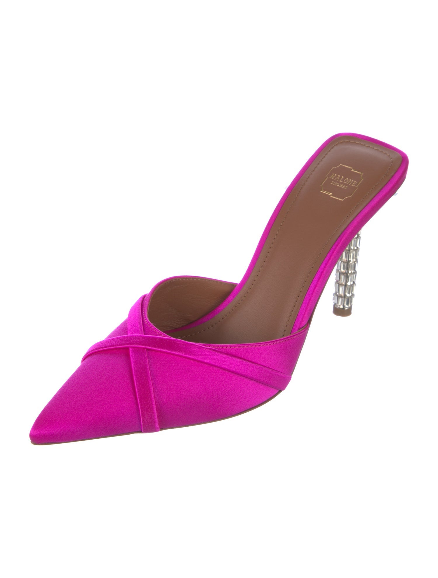 Malone Souliers Satin Crystal Embellishments Mules