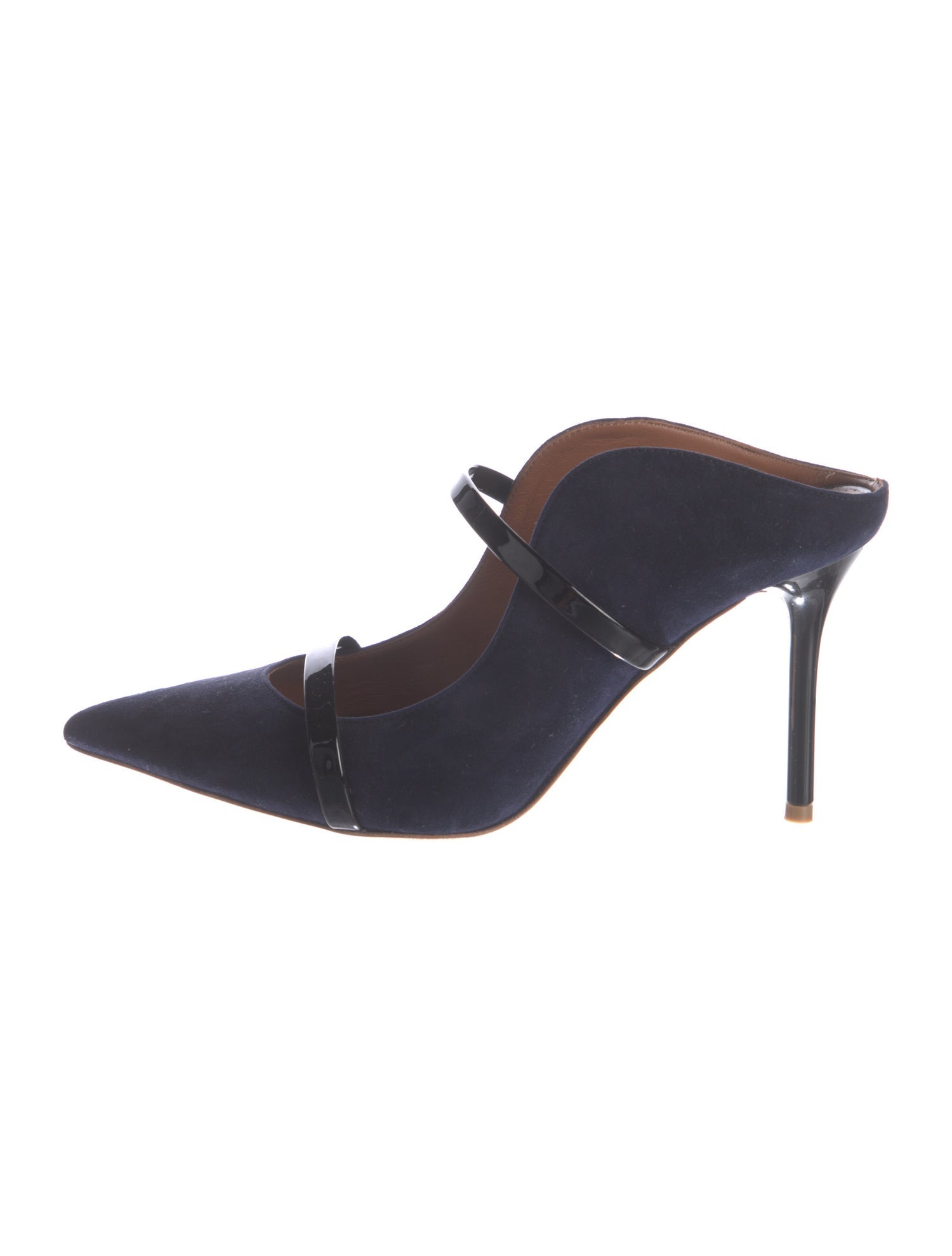 Malone Souliers Velvet Leather Trim Embellishment Mules