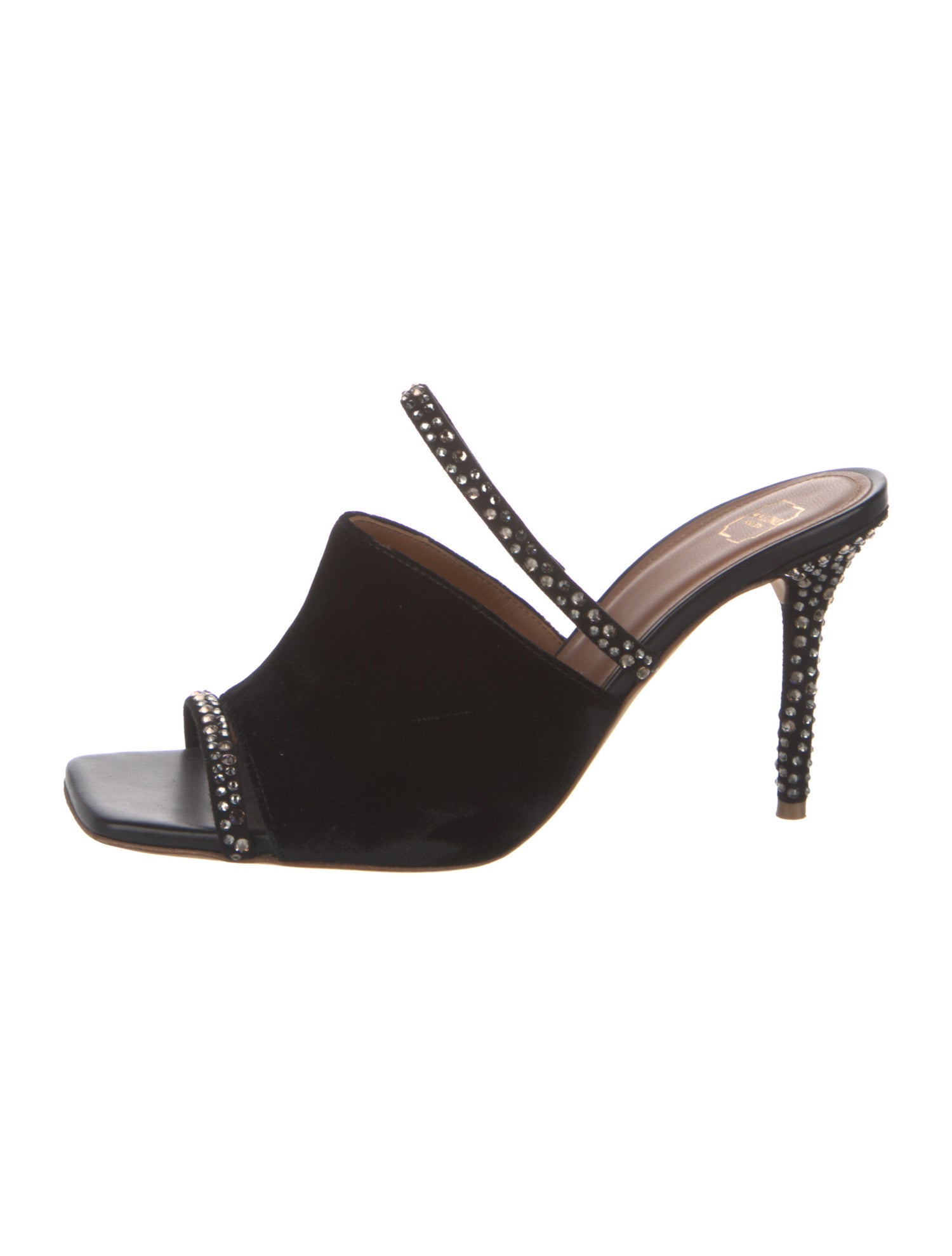 Malone Souliers Velvet Crystal Embellishments Slides