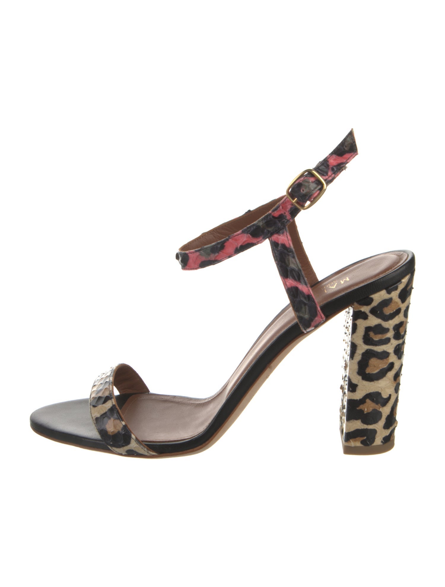 Malone Souliers Snakeskin Animal Print Slingback Sandals