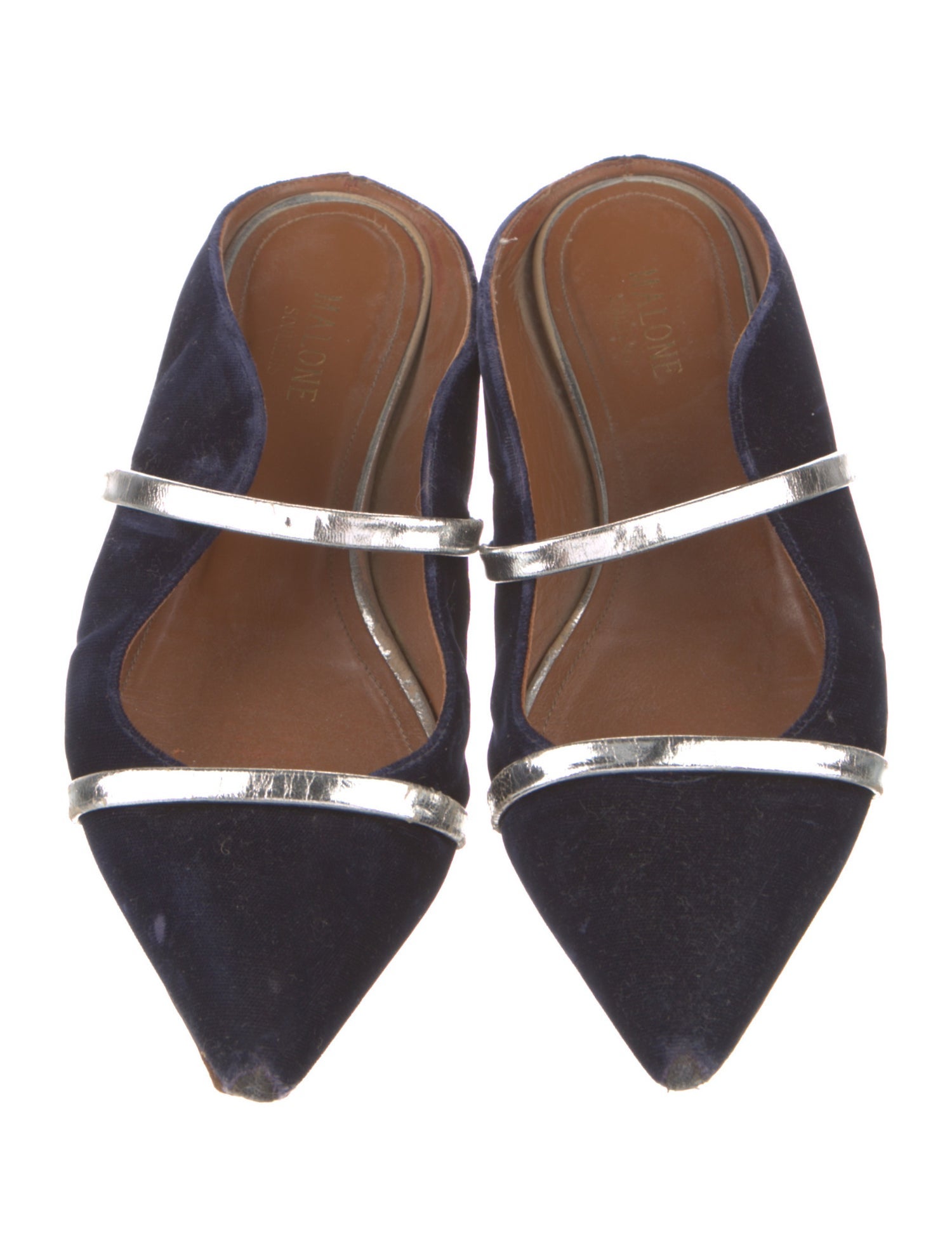 Malone Souliers Satin Leather Trim Embellishment Mules