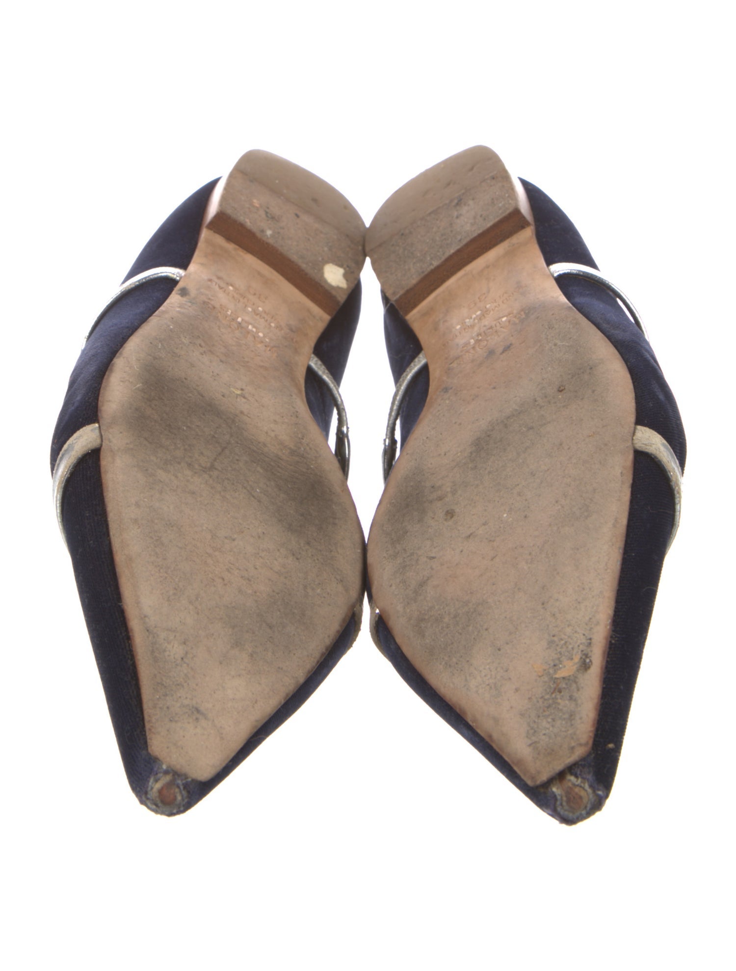 Malone Souliers Satin Leather Trim Embellishment Mules