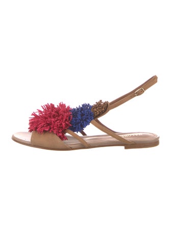 Malone Souliers Suede Colorblock Pattern Slingback Sandals