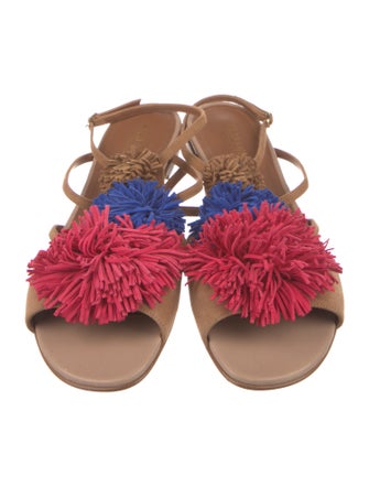 Malone Souliers Suede Colorblock Pattern Slingback Sandals
