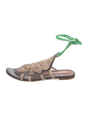 Malone Souliers Leather Printed Gladiator Sandals