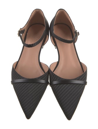 Malone Souliers Satin Leather Trim Embellishment D'Orsay Flats