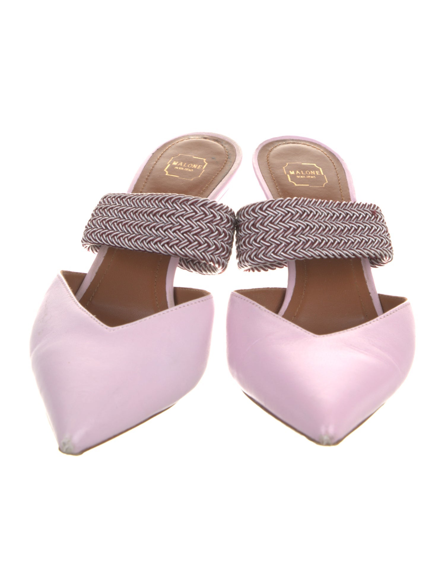 Malone Souliers Leather Braided Accents Mules