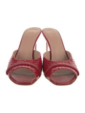 Malone Souliers Snakeskin Leather Trim Embellishment Slides