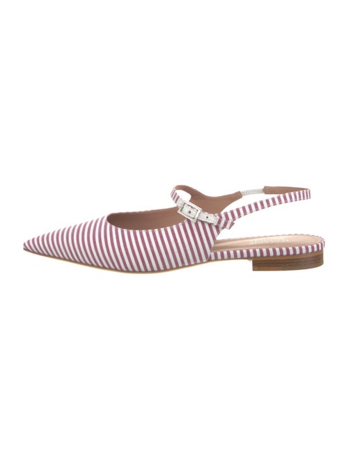 Malone Souliers Striped Leather Trim Embellishment Slingback Flats