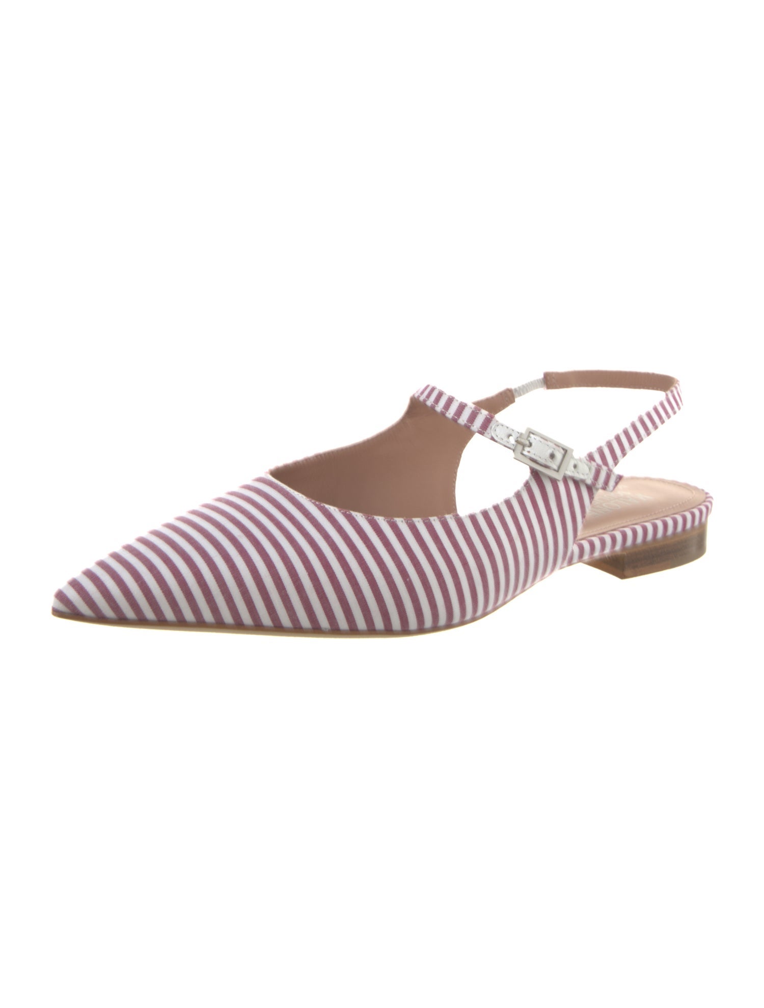 Malone Souliers Striped Leather Trim Embellishment Slingback Flats