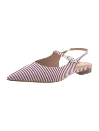 Malone Souliers Striped Leather Trim Embellishment Slingback Flats