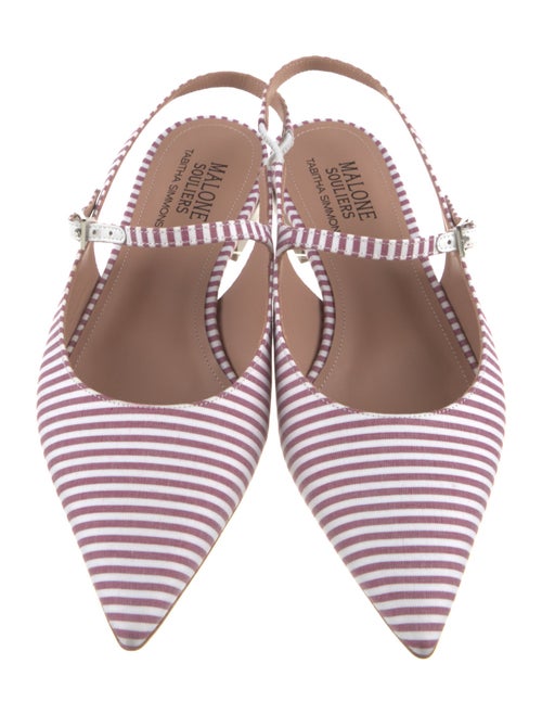 Malone Souliers Striped Leather Trim Embellishment Slingback Flats