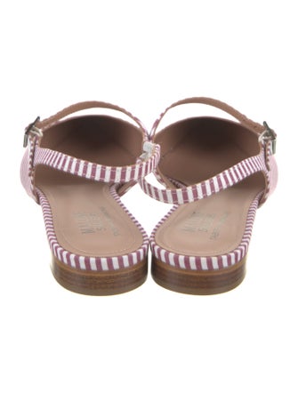 Malone Souliers Striped Leather Trim Embellishment Slingback Flats