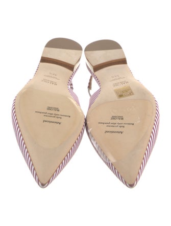 Malone Souliers Striped Leather Trim Embellishment Slingback Flats
