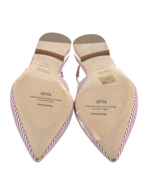 Malone Souliers Striped Leather Trim Embellishment Slingback Flats