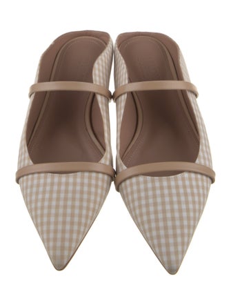 Malone Souliers Plaid Print Leather Trim Embellishment Mules