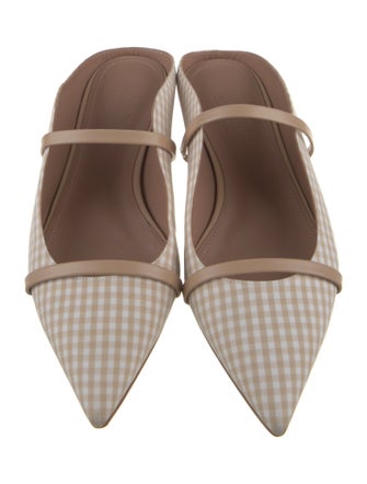 Malone Souliers Plaid Print Leather Trim Embellishment Mules