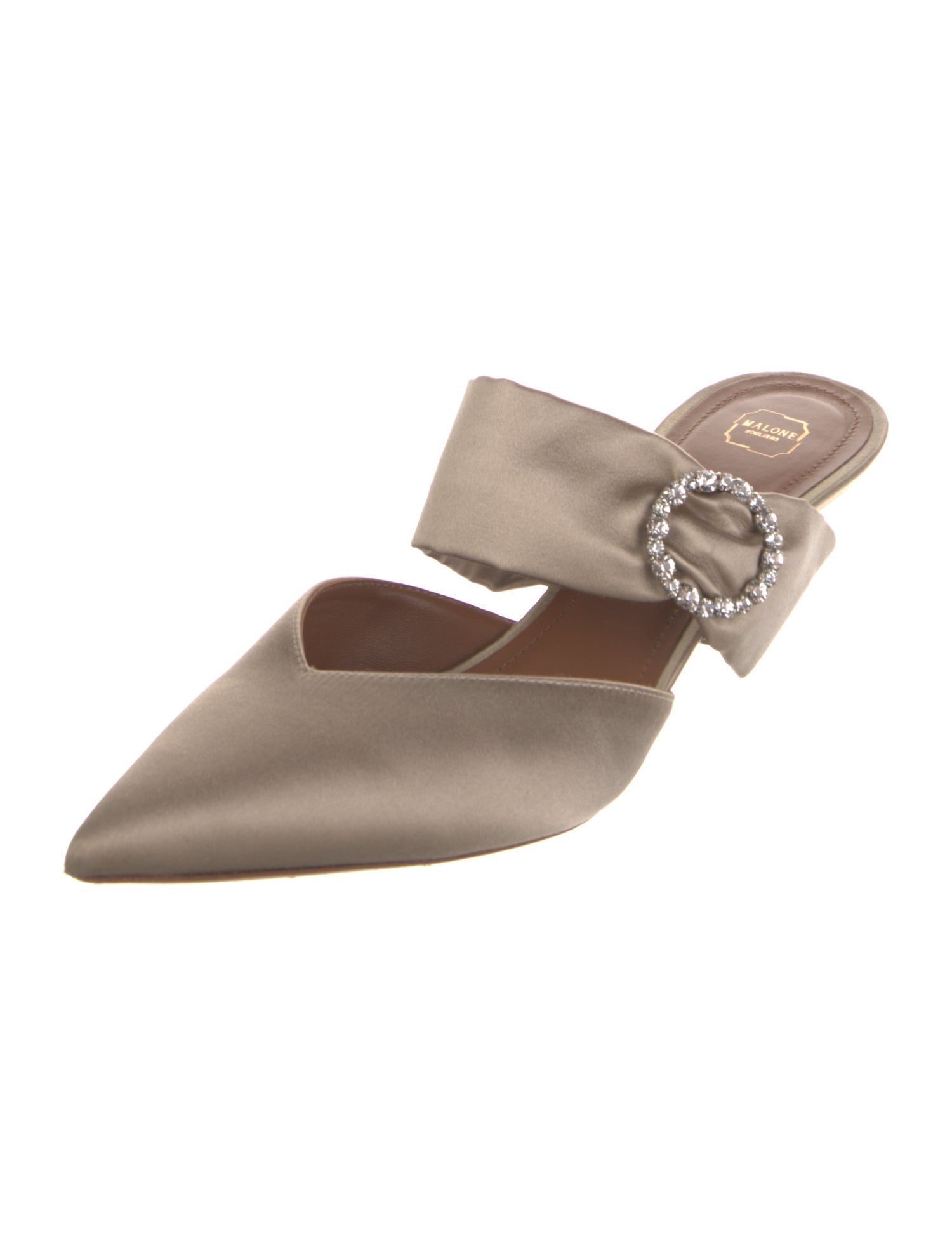 Malone Souliers Satin Crystal Embellishments Mules