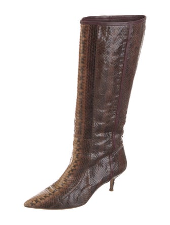 Malone Souliers Leather Animal Print Boots