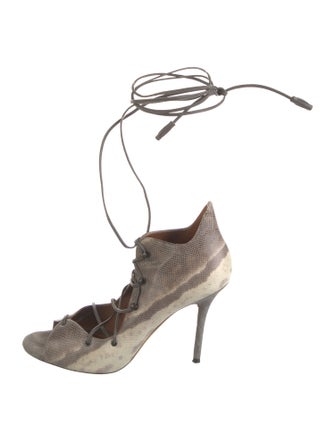 Malone Souliers Lizard Animal Print T-Strap Pumps